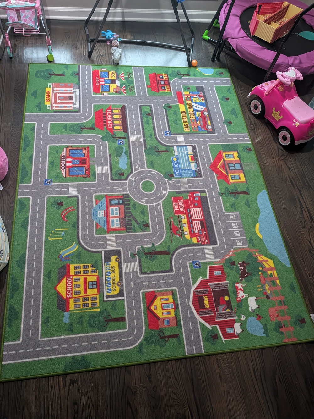 6.5 X 5 Ft Kids Play Room Area Rug Race Track Town Carpet